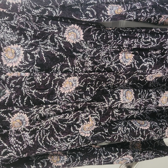 LOFT Black and Pink Floral Long Sleeve Trimmee Dress Small - Picture 4 of 7